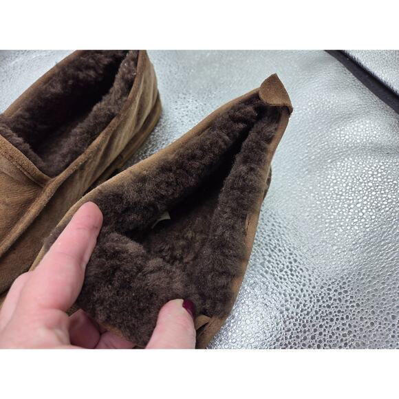 LL Bean ‘Wicked Good” Sheepskin Suede Brown Slip Ons House Slippers Shoes 10M - Picture 5 of 10